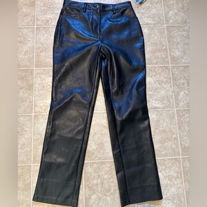 Guess black faux leather straight leg pants NWT